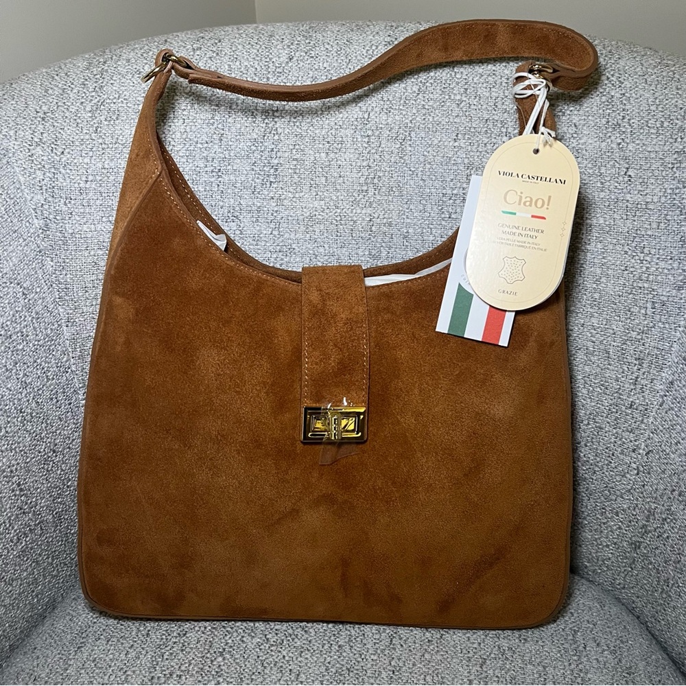Viola Castellanni Rich Brown Suede Hobo Bag